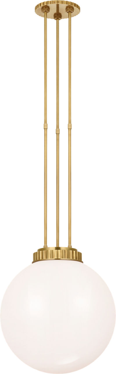 Cavill 16" Pendant in Natural Brass with White Glass