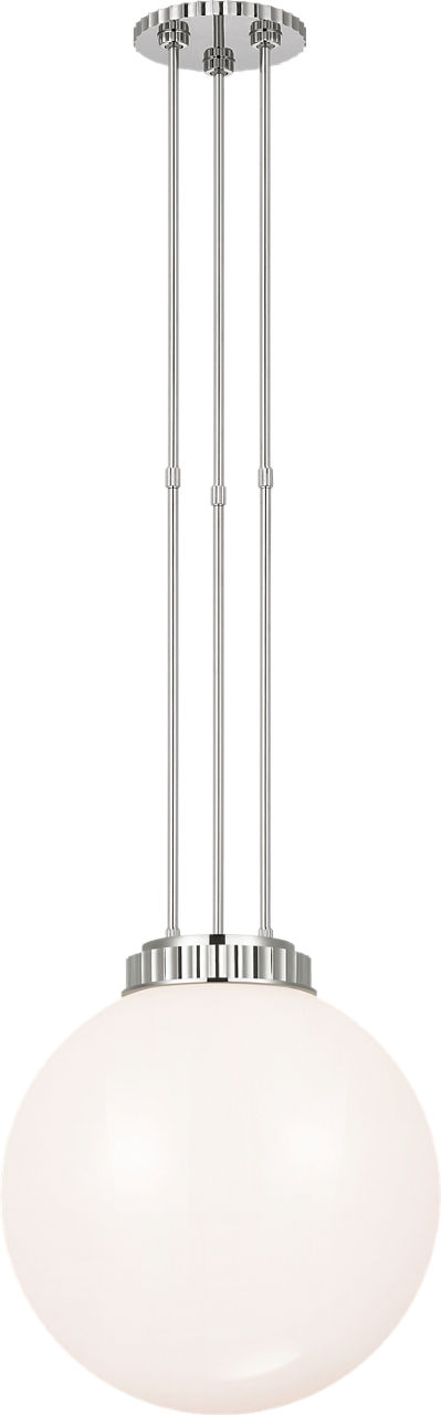 Cavill 16" Pendant in Polished Nickel with White Glass