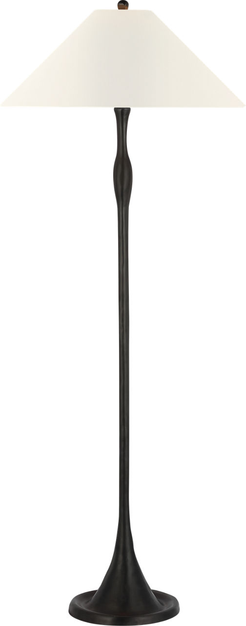 Romero Medium Floor Lamp in Bronze with 21" Linen Flare Shade