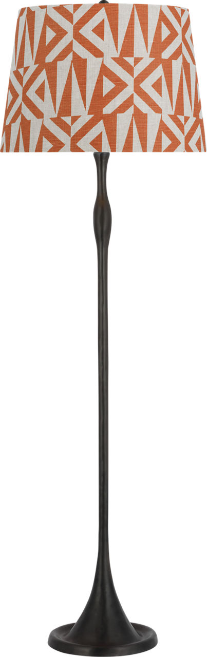 Romero Medium Floor Lamp in Bronze with Schumacher 18" Brick Amero Empire Shade
