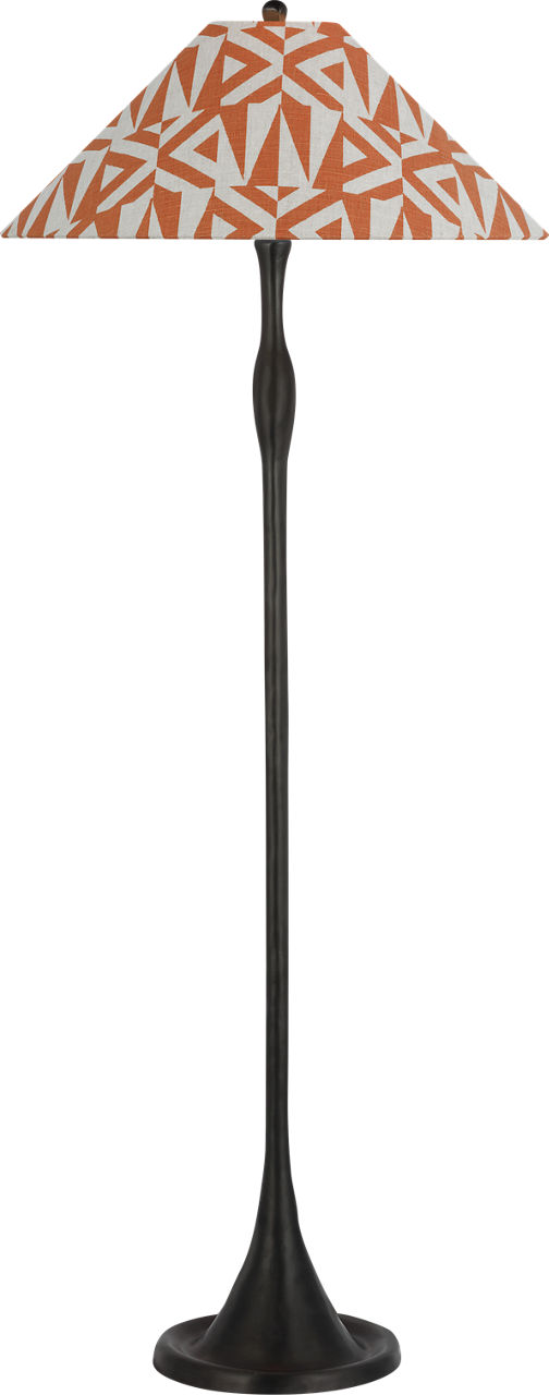 Romero Medium Floor Lamp in Bronze with Schumacher 21" Brick Amero Flare Shade