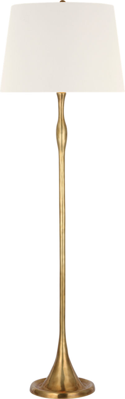 Romero Medium Floor Lamp in Hand-Rubbed Antique Brass with 18" Linen Empire Shade