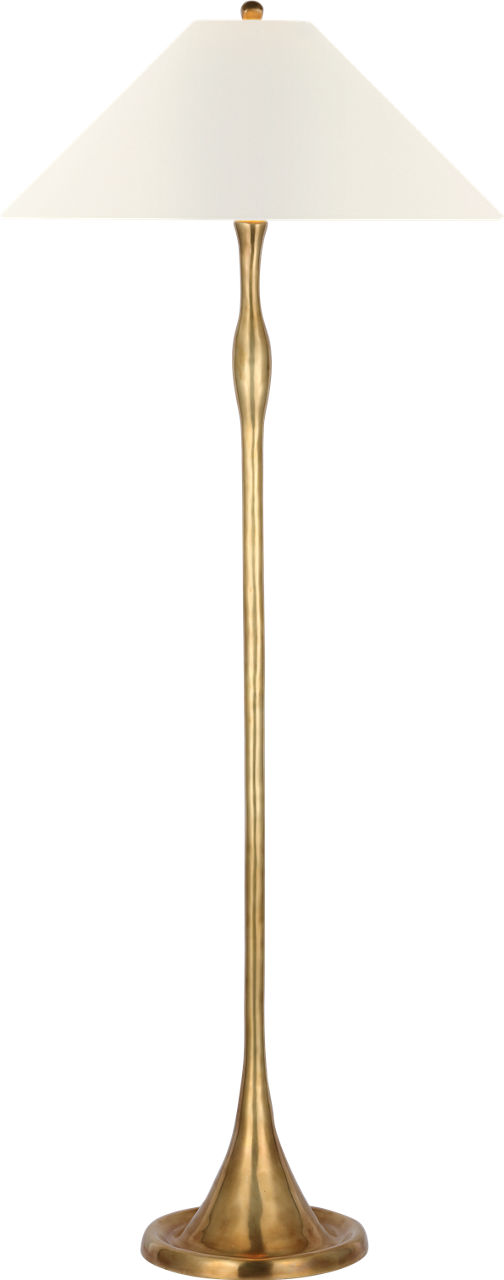 Romero Medium Floor Lamp in Hand-Rubbed Antique Brass with 21" Linen Flare Shade