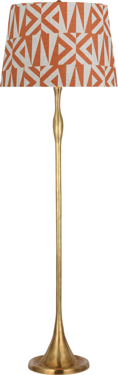 Romero Medium Floor Lamp in Hand-Rubbed Antique Brass with Schumacher 18" Brick Amero Empire Shade