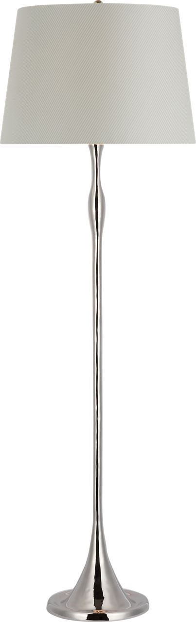 Romero Medium Floor Lamp in Polished Nickel with Schumacher 18" Blue Charee Stripe Empire Shade