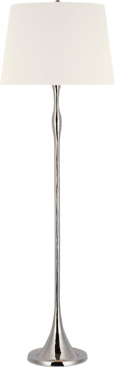 Romero Medium Floor Lamp in Polished Nickel with 18" Linen Empire Shade