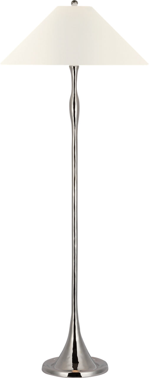 Romero Medium Floor Lamp in Polished Nickel with 21" Linen Flare Shade