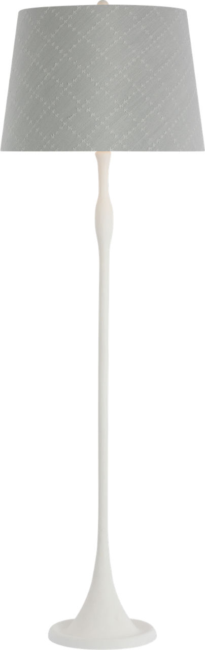 Romero Medium Floor Lamp in Plaster White with Schumacher 18" Sky Elin Check Empire Shade