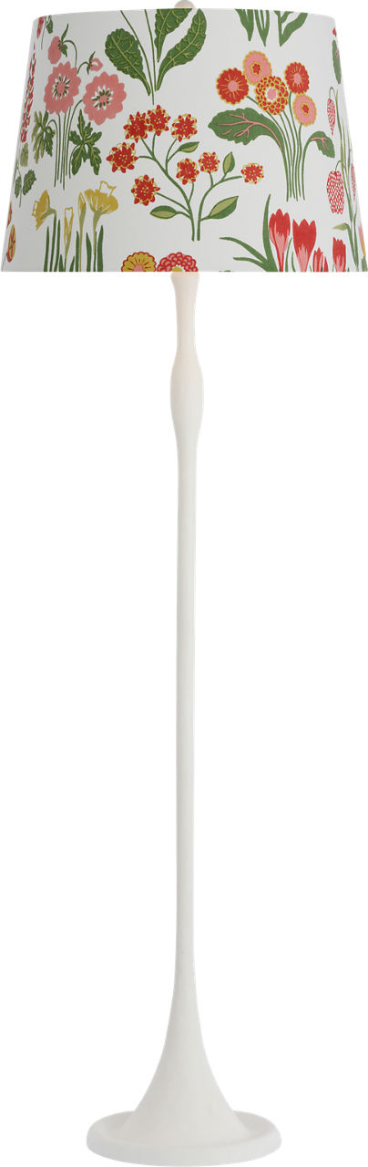 Romero Medium Floor Lamp in Plaster White with Schumacher 18" Pink Carly Empire Shade