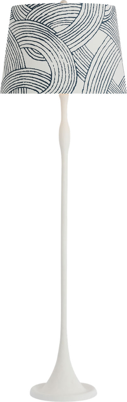 Romero Medium Floor Lamp in Plaster White with Schumacher 18" Blue Freeform Empire Shade