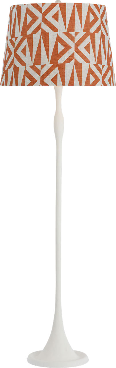 Romero Medium Floor Lamp in Plaster White with Schumacher 18" Brick Amero Empire Shade