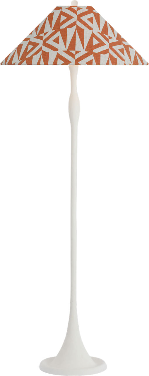 Romero Medium Floor Lamp in Plaster White with Schumacher 21" Brick Amero Flare Shade