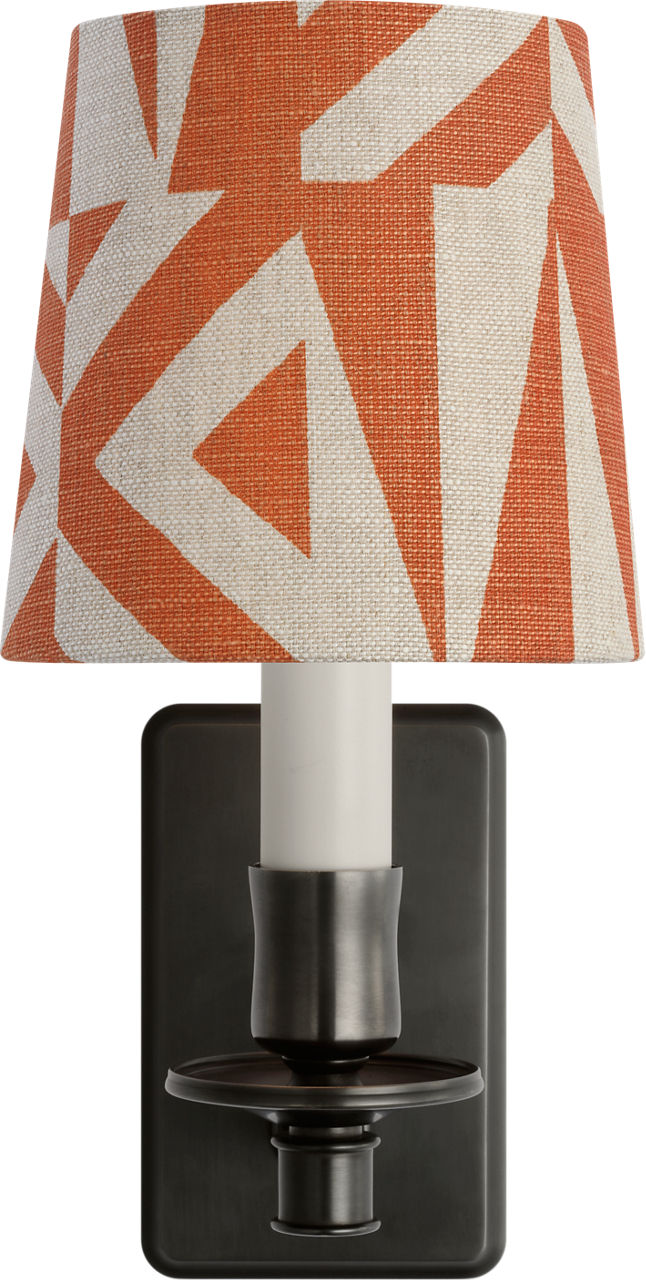 Tara 12" Sconce in Bronze with Schumacher Brick Amero Empire Shade