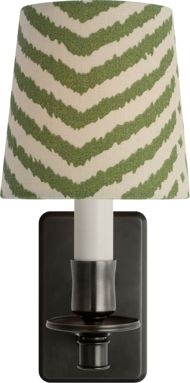 Tara 12" Sconce in Bronze with Schumacher Verde La Jolla Empire Shade