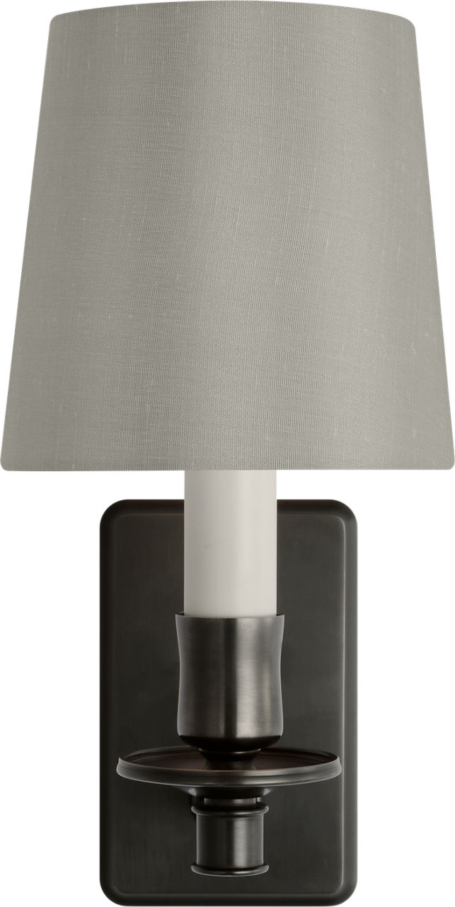 Tara 12" Sconce in Bronze with 5" Mist Silk Empire Shade