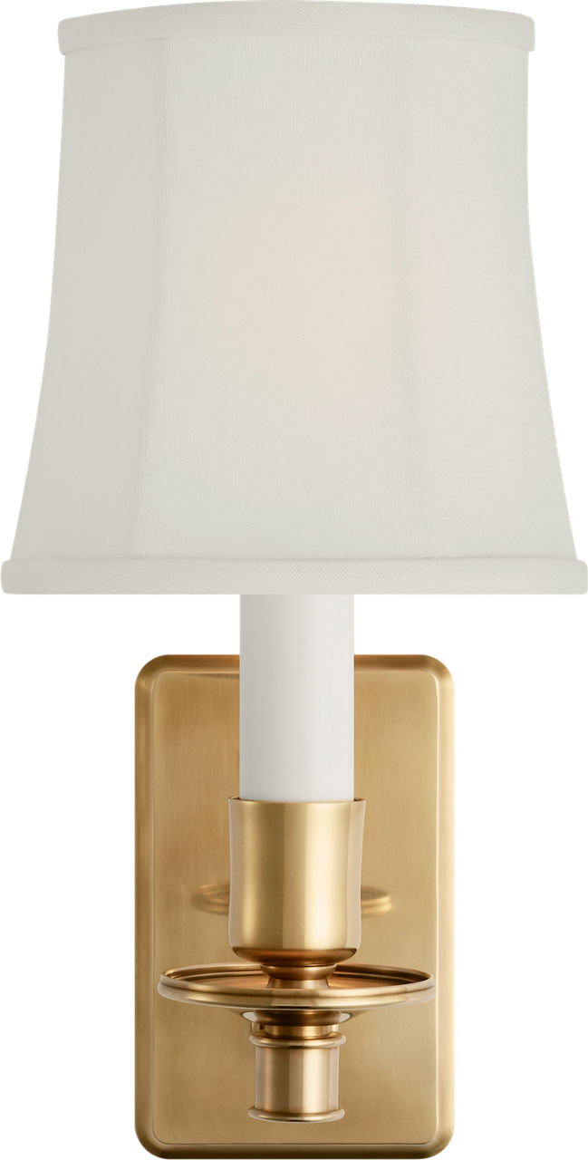 Tara 12" Sconce in Hand-Rubbed Antique Brass with 5" Silk Soft Empire Shade