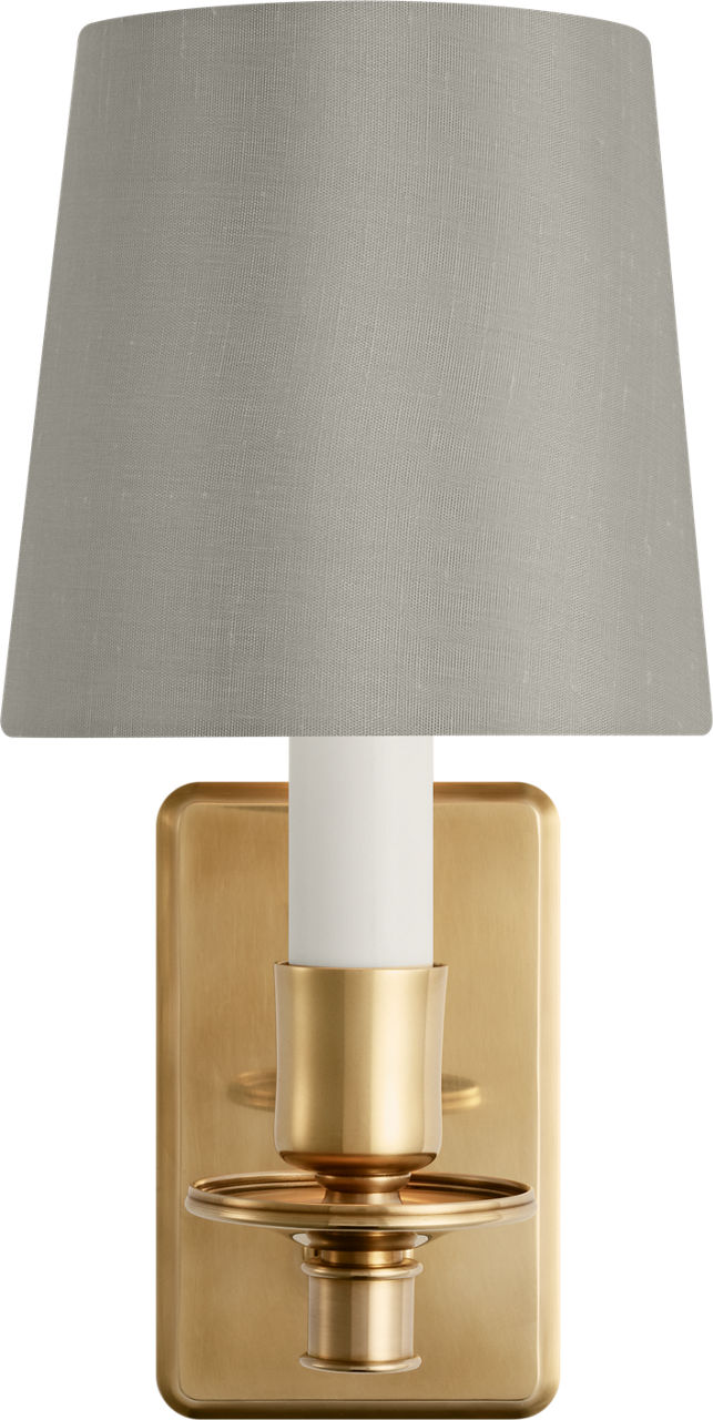 Tara 12" Sconce in Hand-Rubbed Antique Brass with 5" Mist Silk Empire Shade