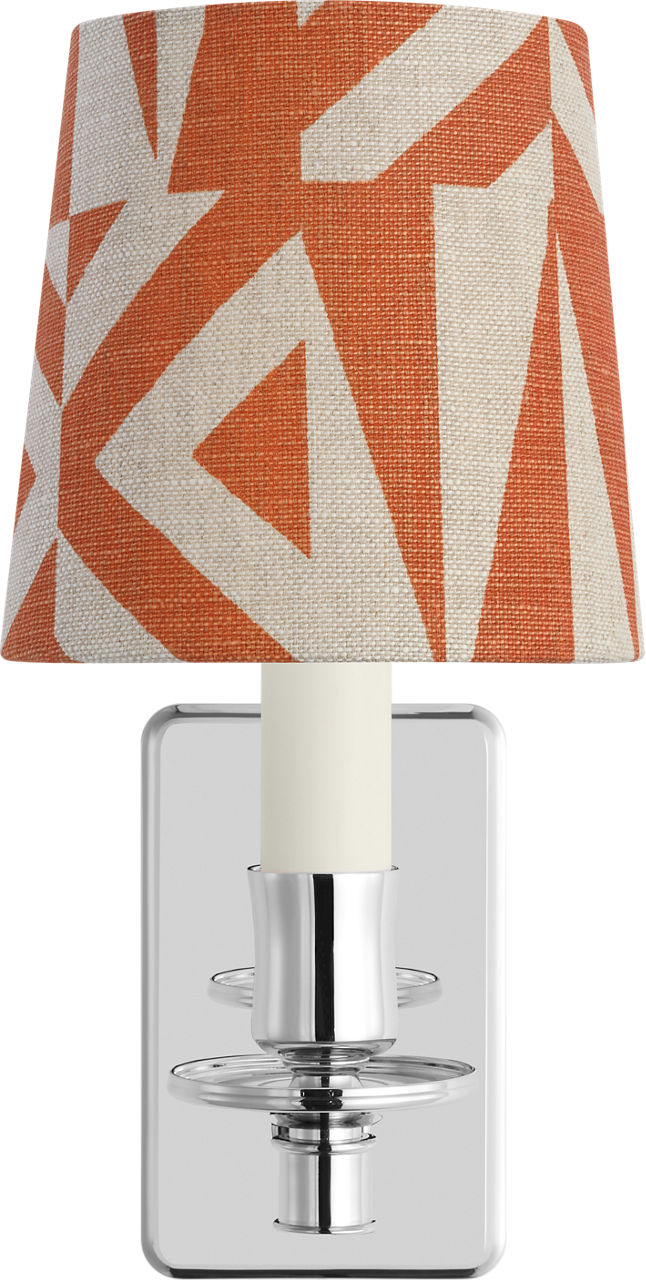 Tara 12" Sconce in Polished Nickel with Schumacher Brick Amero Empire Shade