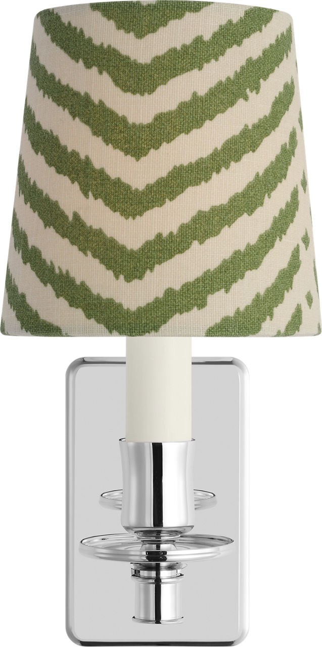 Tara 12" Sconce in Polished Nickel with Schumacher Verde La Jolla Empire Shade