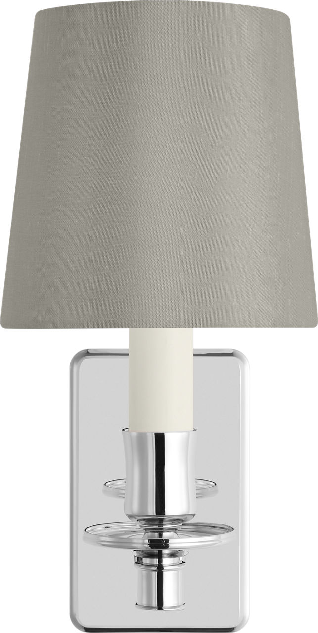 Tara 12" Sconce in Polished Nickel with 5" Mist Silk Empire Shade