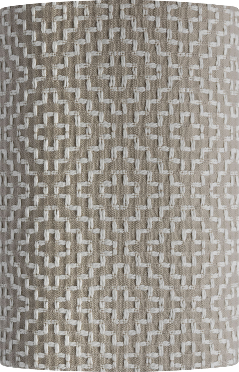 Maeve 8" Shield Sconce in Hand-Rubbed Antique Brass with Schumacher Dove Soho Weave Shield