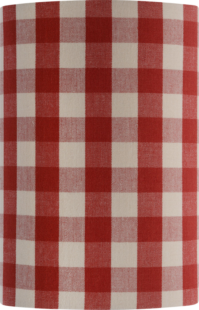 Maeve 8" Shield Sconce in Hand-Rubbed Antique Brass with Schumacher Red Elton Check Shield