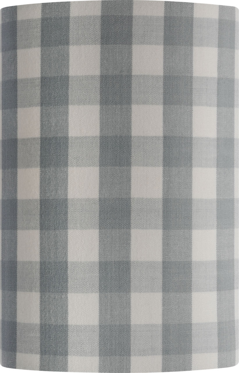 Maeve 8" Shield Sconce in Hand-Rubbed Antique Brass with Schumacher Sky Elton Check Shield