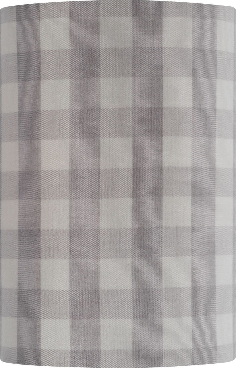 Maeve 8" Shield Sconce in Hand-Rubbed Antique Brass with Schumacher Lilac Elton Check Shield