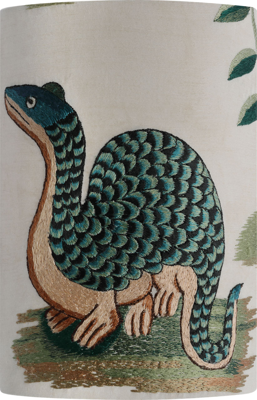 Maeve 8" Shield Sconce in Hand-Rubbed Antique Brass with Schumacher Royal Silk Shield