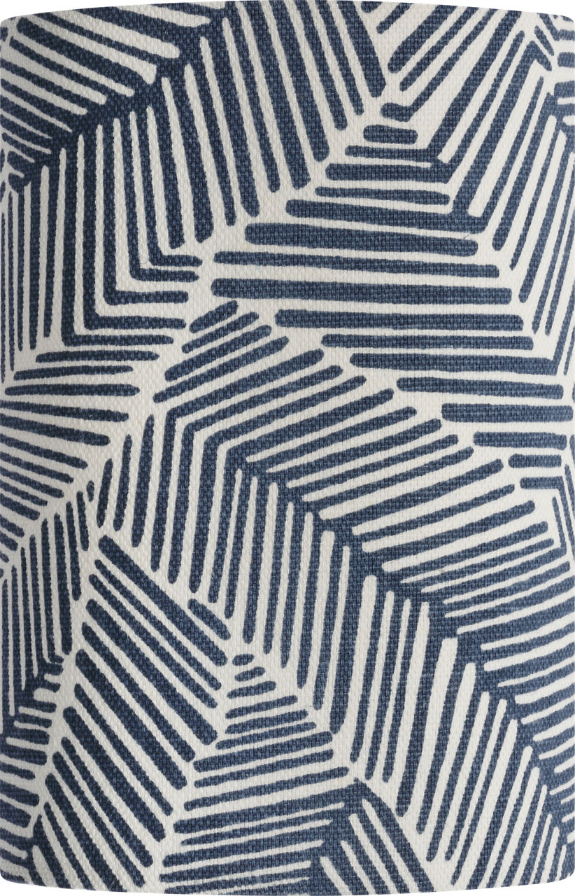 Maeve 8" Shield Sconce in Hand-Rubbed Antique Brass with Schumacher Navy Abstract Leaf Shield