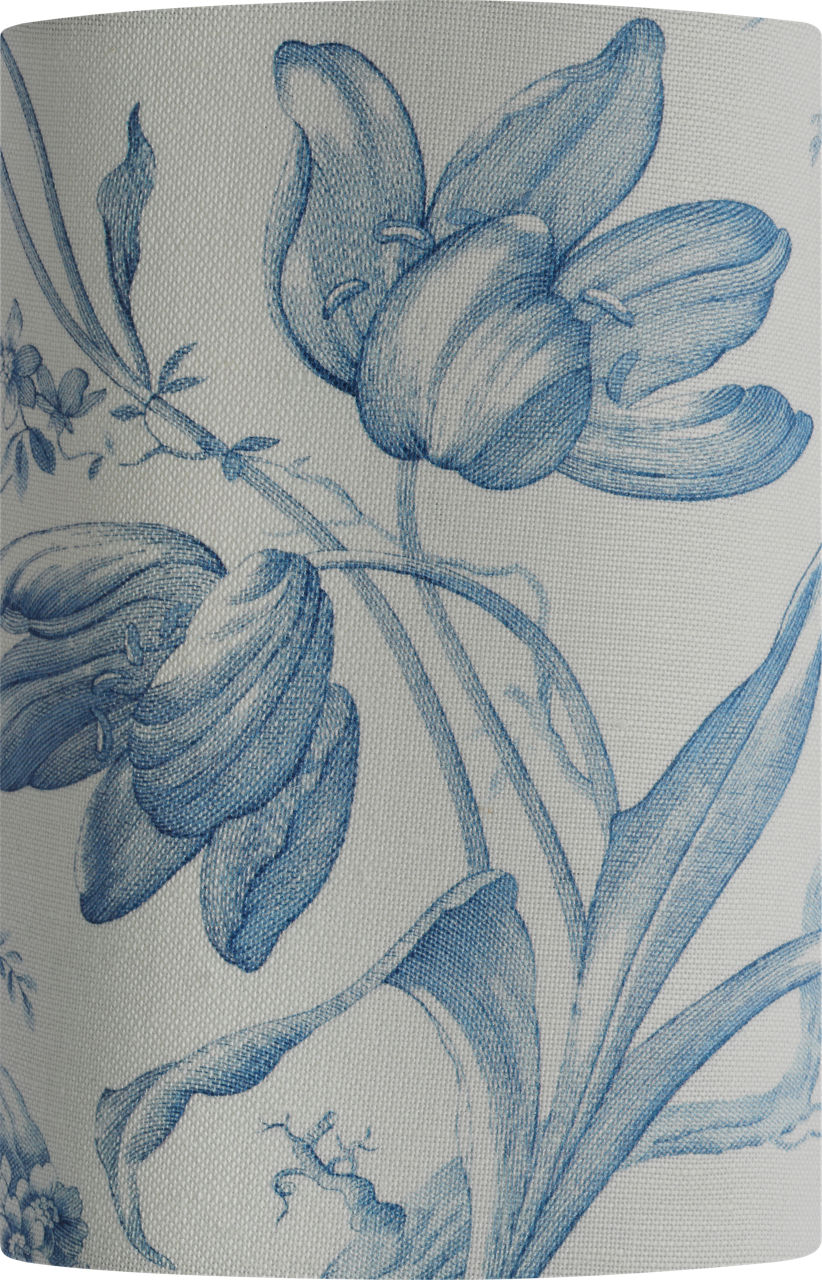 Maeve 8" Shield Sconce in Hand-Rubbed Antique Brass with Schumacher Delft Toile De Fleurs Shield