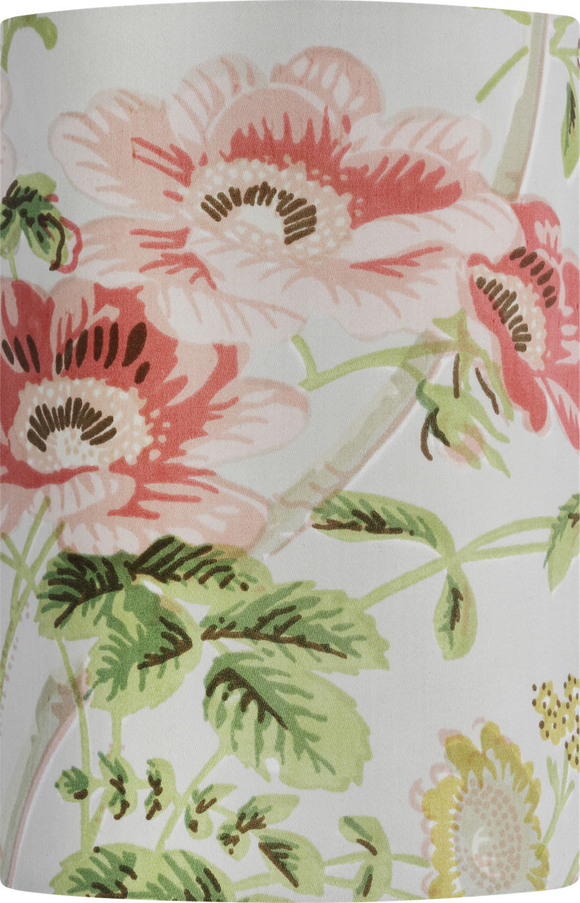 Maeve 8" Shield Sconce in Hand-Rubbed Antique Brass with Schumacher Blush Salisbury Chintz Shield