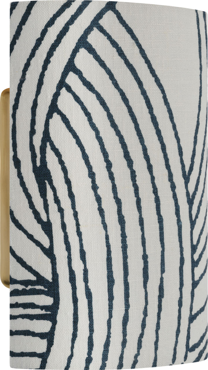 Maeve 8" Shield Sconce in Hand-Rubbed Antique Brass with Schumacher Blue Freeform Shield