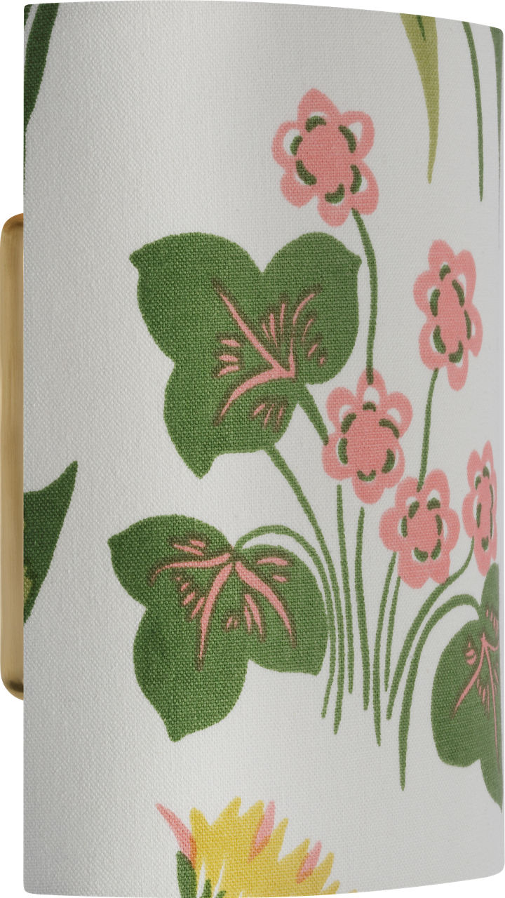 Maeve 8" Shield Sconce in Hand-Rubbed Antique Brass with Schumacher Pink Carly Shield