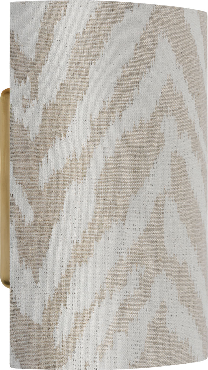 Maeve 8" Shield Sconce in Hand-Rubbed Antique Brass with Schumacher Natural Quincy Shield