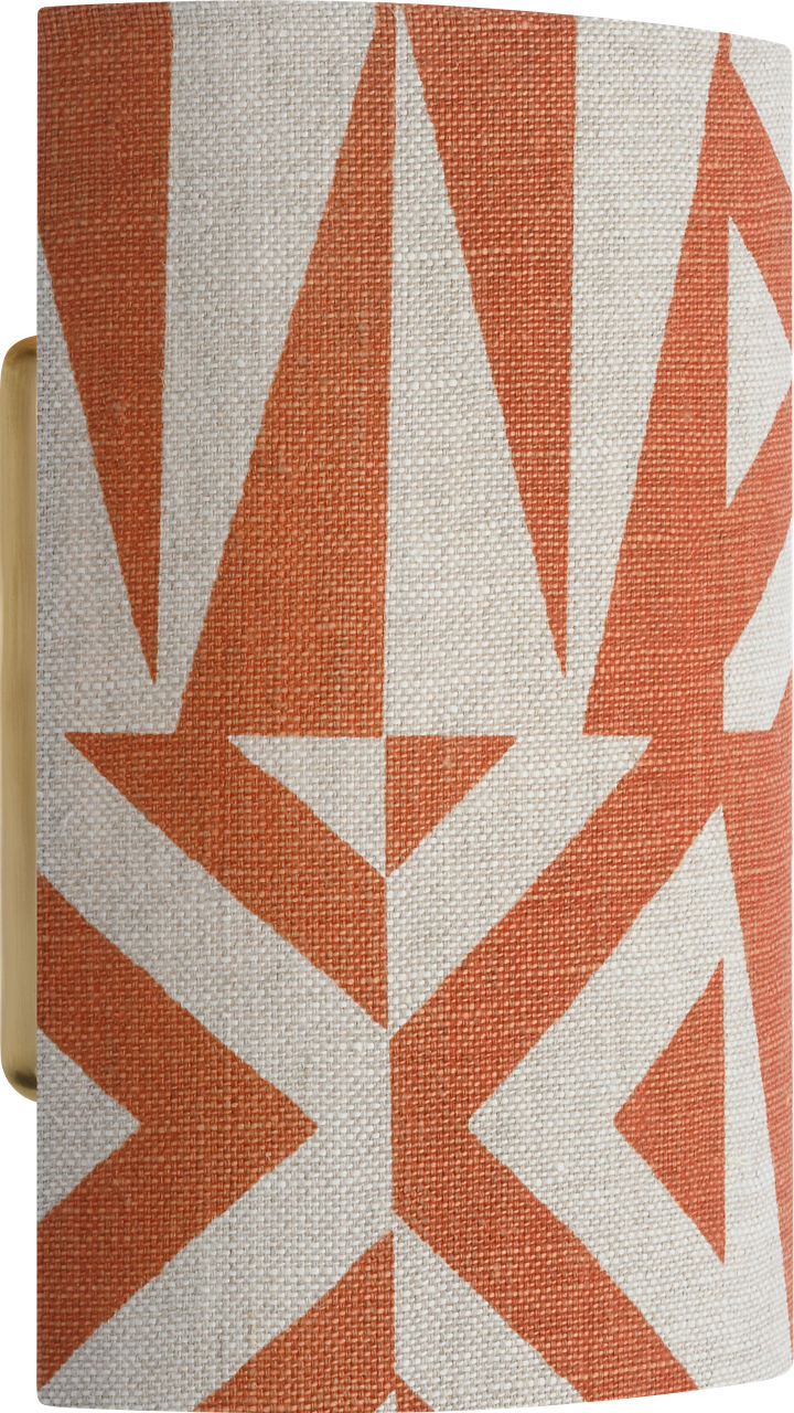 Maeve 8" Shield Sconce in Hand-Rubbed Antique Brass with Schumacher Brick Amero Shield