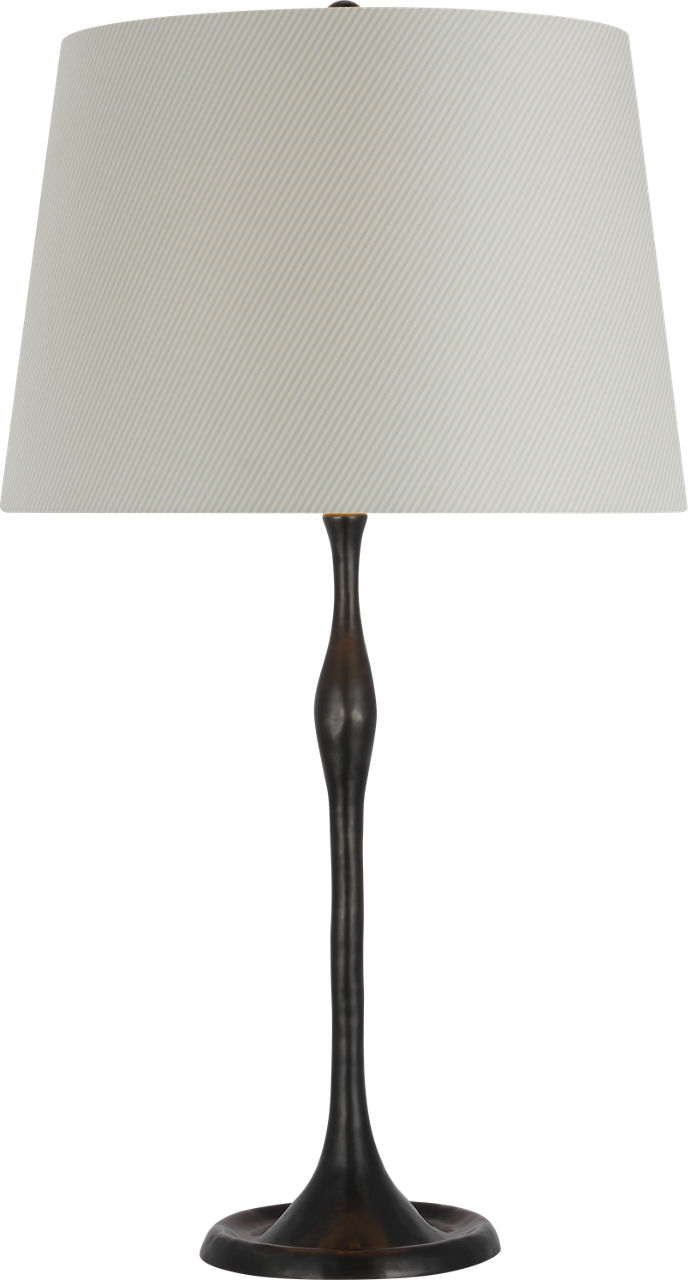 Romero Medium Table Lamp in Bronze with Schumacher 16" Blue Charee Stripe Empire Shade