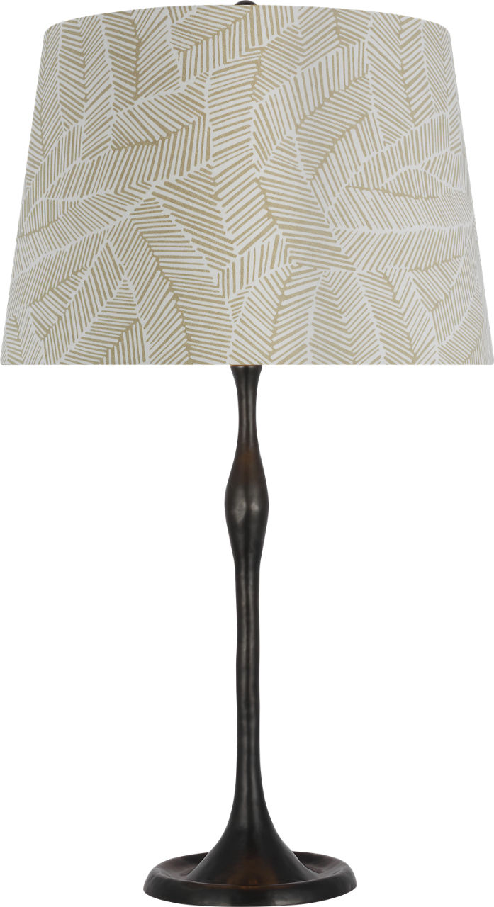 Romero Medium Table Lamp in Bronze with Schumacher 16" Taupe Abstract Leaf Empire Shade