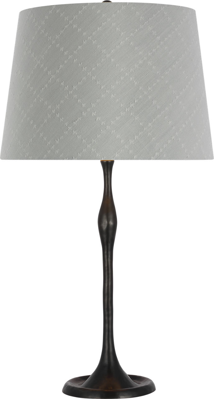 Romero Medium Table Lamp in Bronze with Schumacher 16" Sky Elin Check Empire Shade
