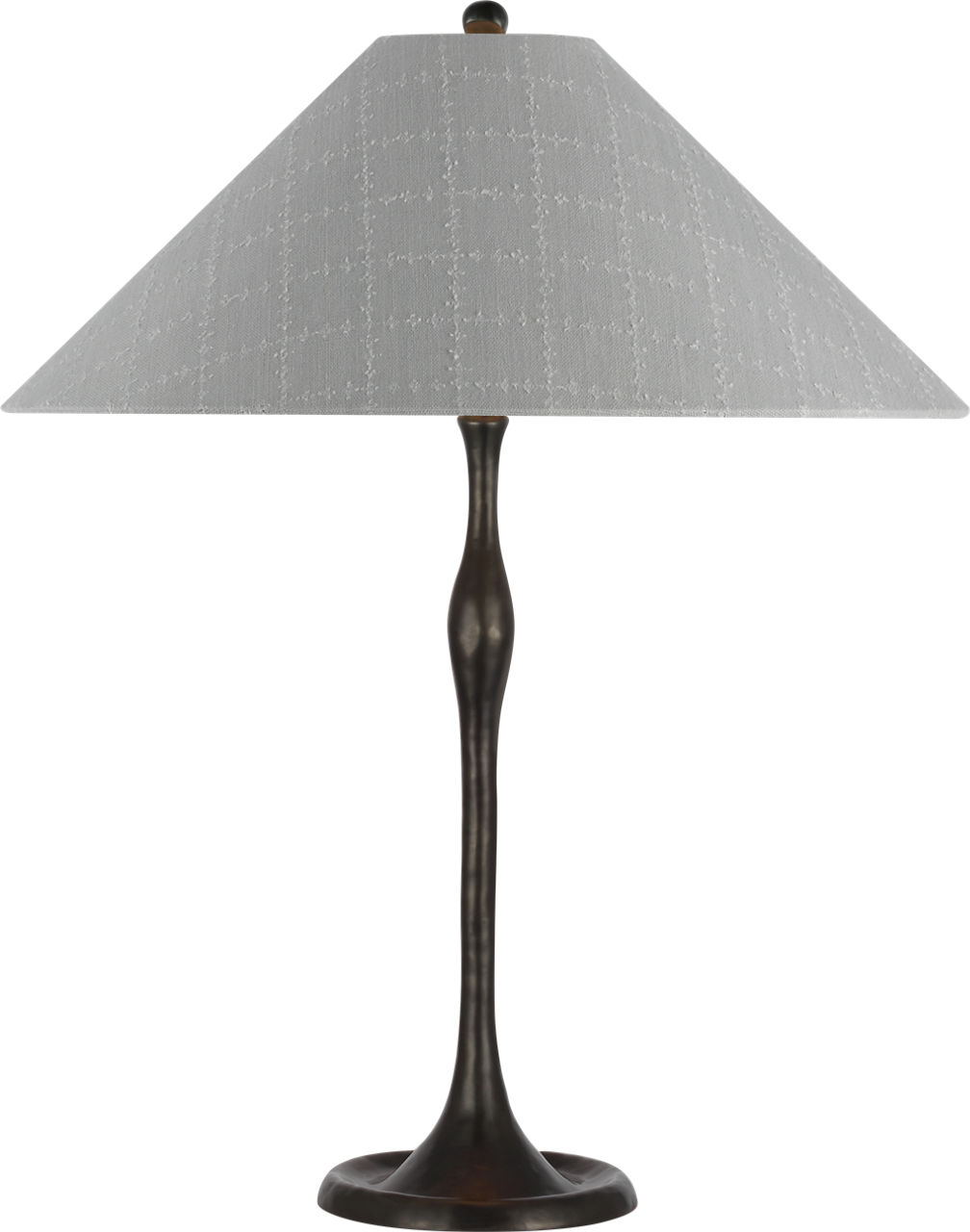 Romero Medium Table Lamp in Bronze with Schumacher 19" Sky Elin Check Flare Shade