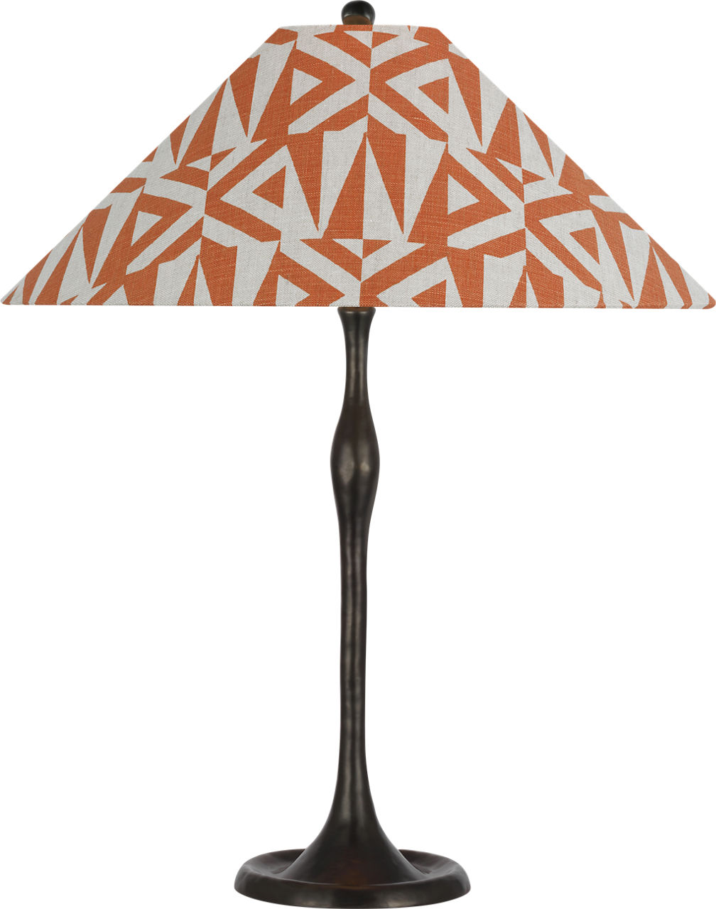 Romero Medium Table Lamp in Bronze with Schumacher 19" Brick Amero Flare Shade