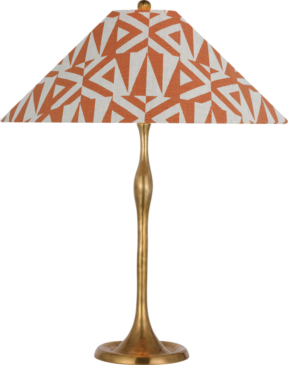 Romero Medium Table Lamp in Hand-Rubbed Antique Brass with Schumacher 19" Brick Amero Flare Shade