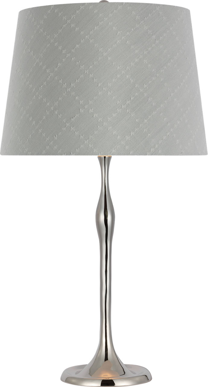 Romero Medium Table Lamp in Polished Nickel with Schumacher 16" Sky Elin Check Empire Shade