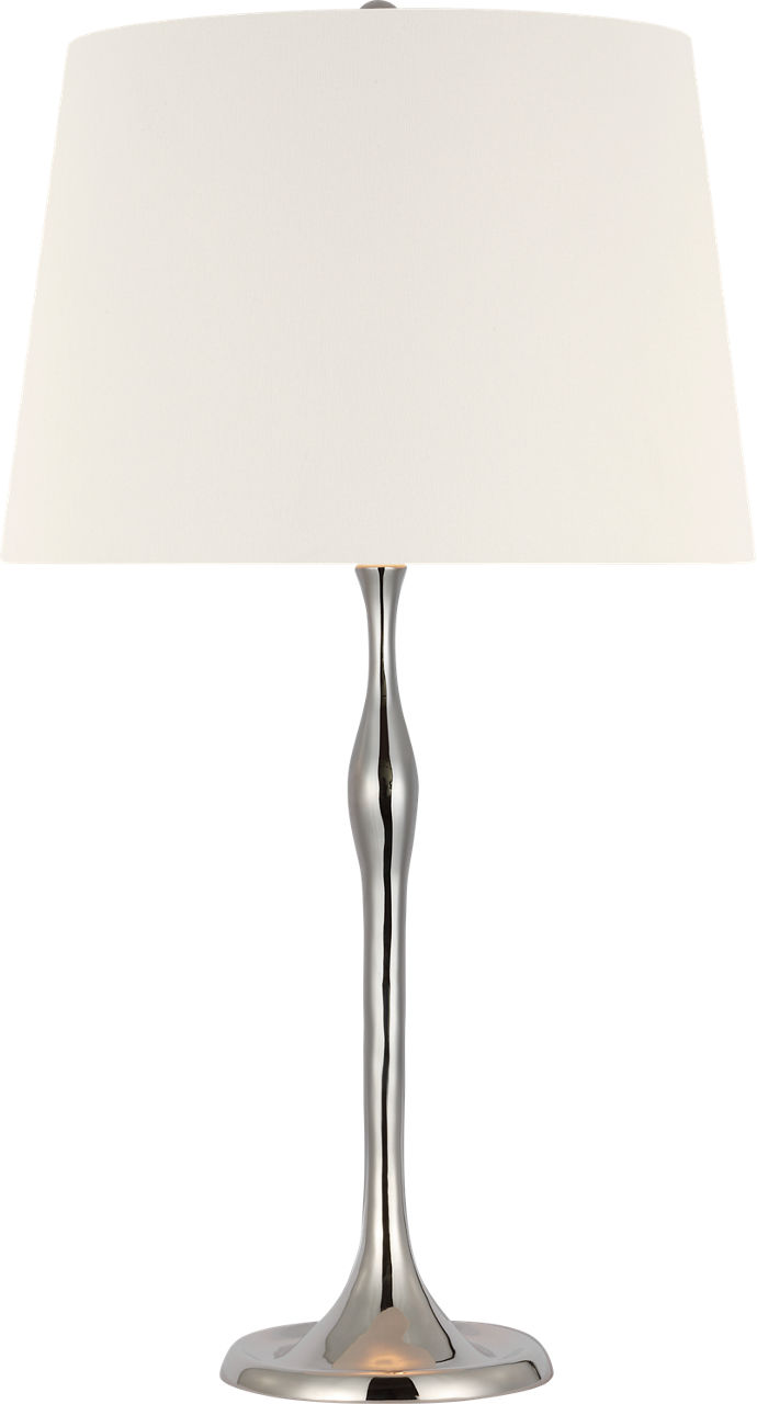 Romero Medium Table Lamp in Polished Nickel with 16" Linen Empire Shade