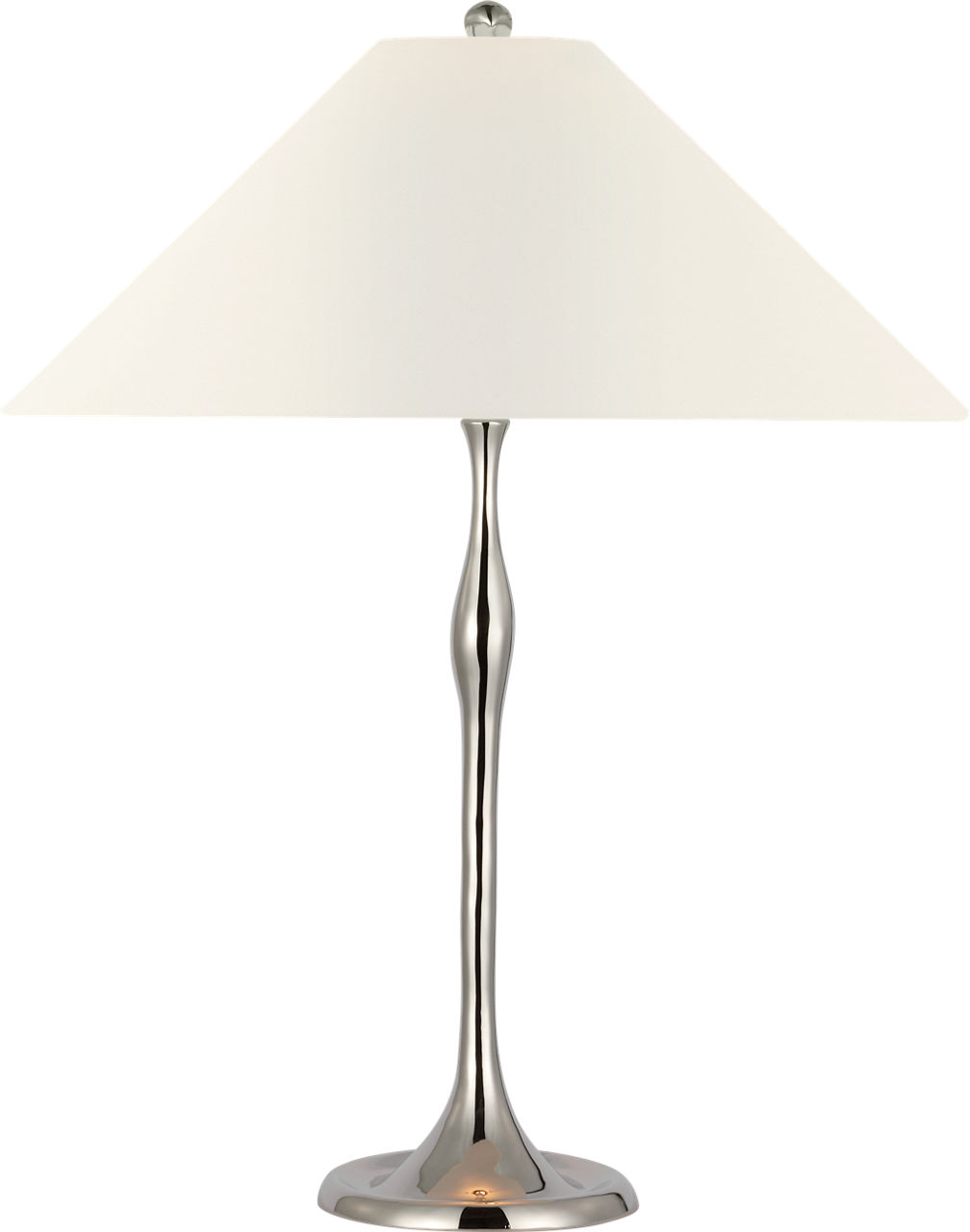 Romero Medium Table Lamp in Polished Nickel with 19" Linen Flare Shade