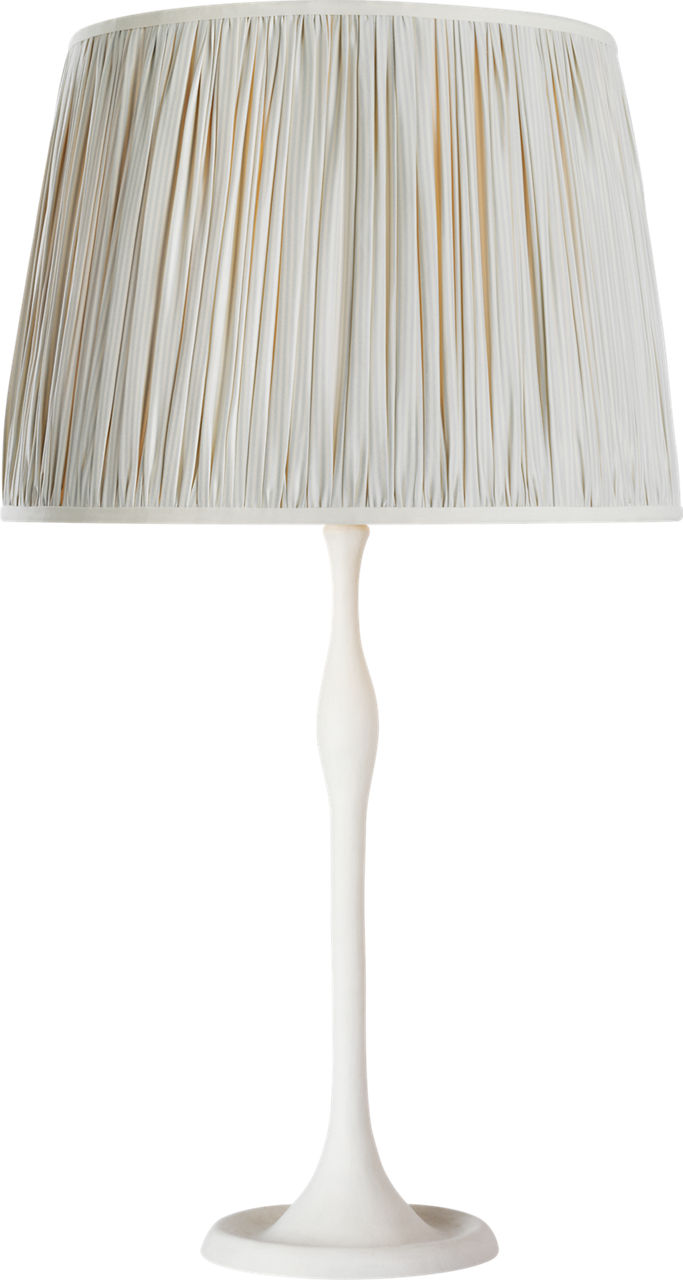 Romero Medium Table Lamp in Plaster White with Schumacher 16" Blue Charee Stripe Pleated Empire Shade