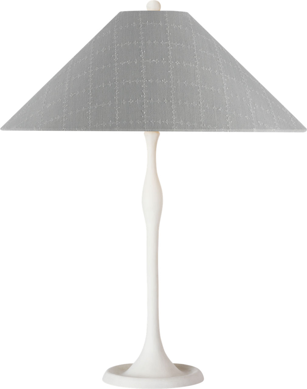 Romero Medium Table Lamp in Plaster White with Schumacher 19" Sky Elin Check Flare Shade