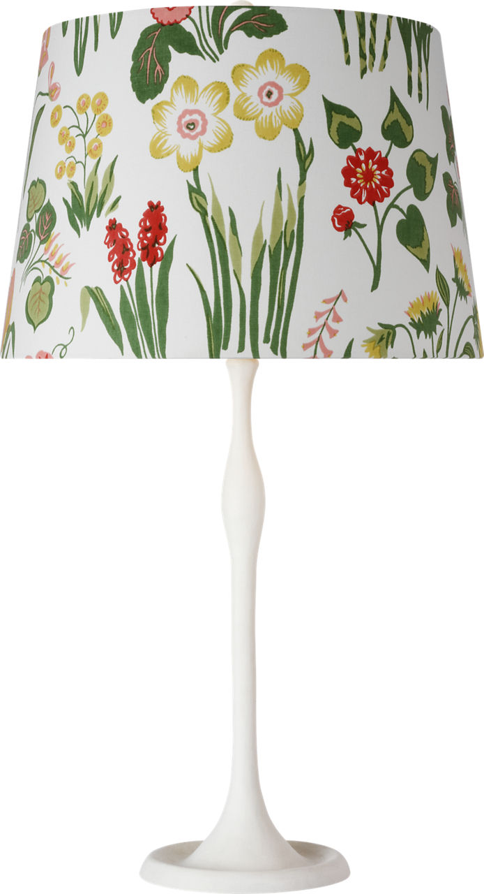 Romero Medium Table Lamp in Plaster White with Schumacher 16" Pink Carly Empire Shade