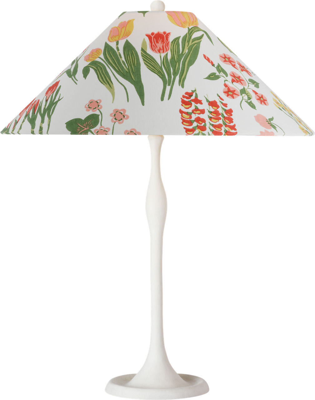 Romero Medium Table Lamp in Plaster White with Schumacher 19" Pink Carly Flare Shade