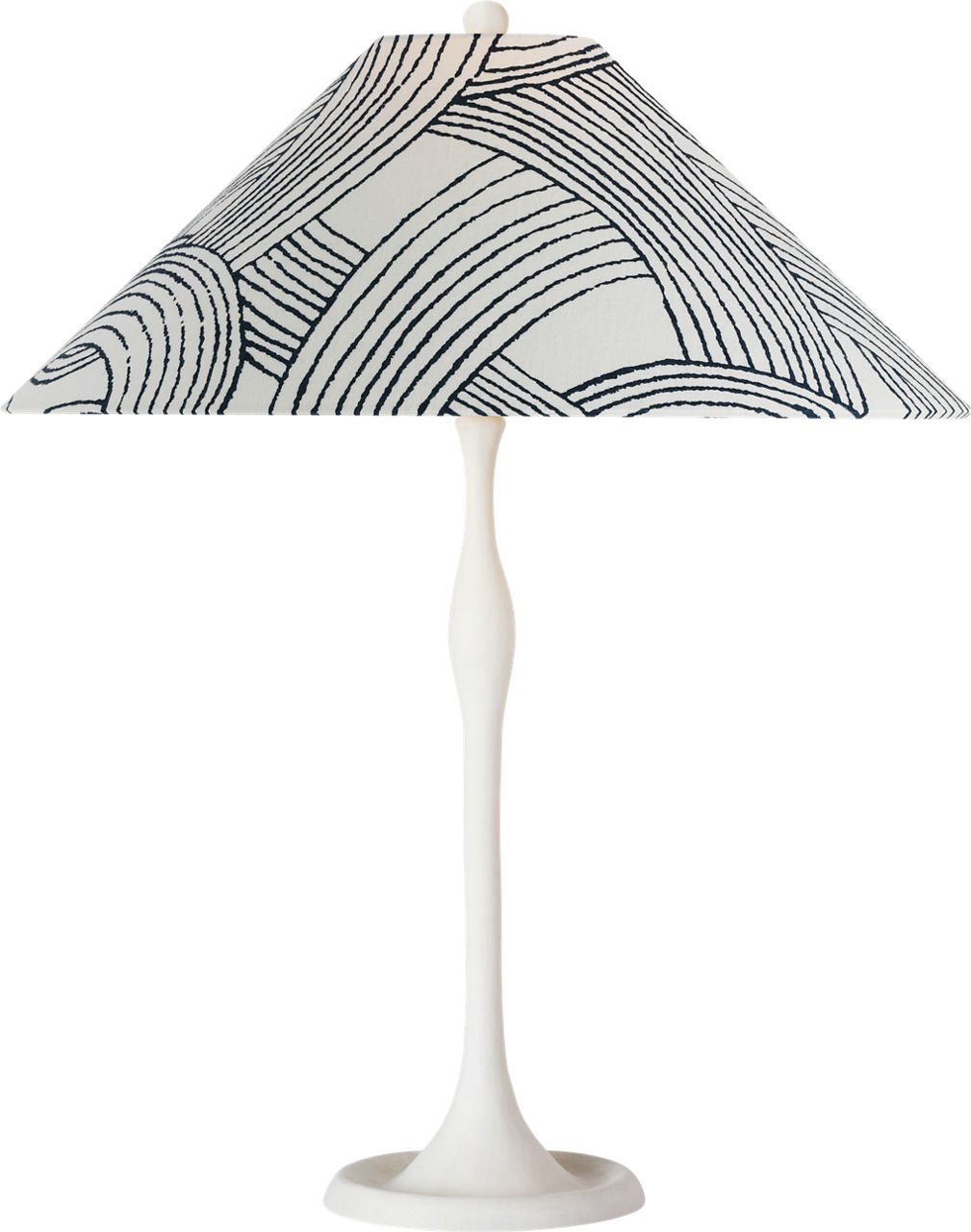 Romero Medium Table Lamp in Plaster White with Schumacher 19" Blue Freeform Flare Shade